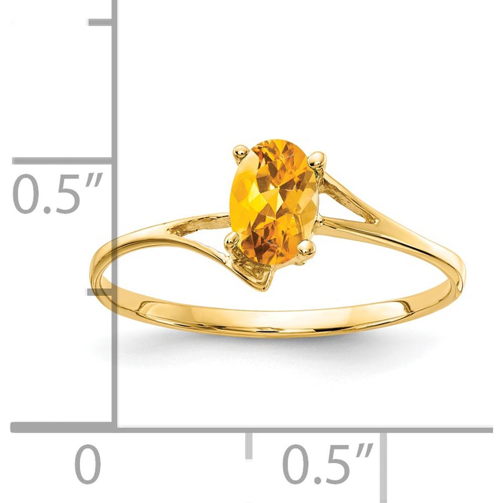 14K Yellow Gold Oval Citrine Ring - 0.40 Carat Total Gemstone Weight by Monteluci Fine Jewelry