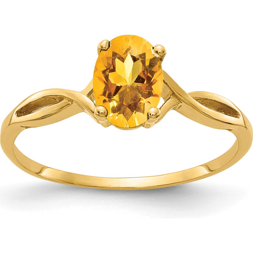 14K Yellow Gold Oval Citrine Ring - 0.80 Carat Total Gemstone Weight by Monteluci Fine Jewelry