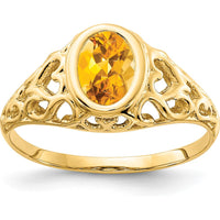 14K Yellow Gold Oval Citrine Ring - 0.800 Carat Gemstone Weight by Monteluci Fine Jewelry