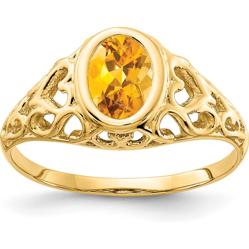 14K Yellow Gold Oval Citrine Ring - 0.800 Carat Gemstone Weight by Monteluci Fine Jewelry