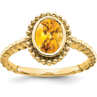 14K Yellow Gold Oval Citrine Ring - 1.095 Carat Total Gemstone Weight by 0