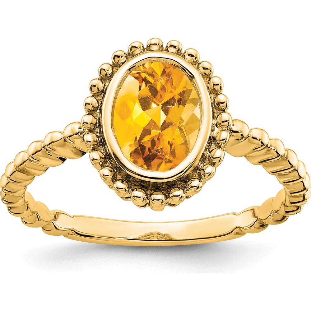 14K Yellow Gold Oval Citrine Ring - 1.095 Carat Total Gemstone Weight by 0