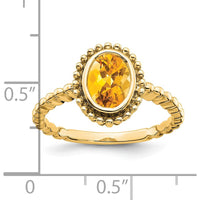 14K Yellow Gold Oval Citrine Ring - 1.095 Carat Total Gemstone Weight by 0