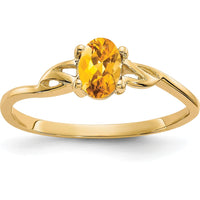 14K Yellow Gold Oval Citrine Ring with 4-Prong Setting - 0.40 Carat Natural Gemstone by Oro Pregiato