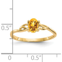 14K Yellow Gold Oval Citrine Ring with 4-Prong Setting - 0.40 Carat Natural Gemstone by Oro Pregiato