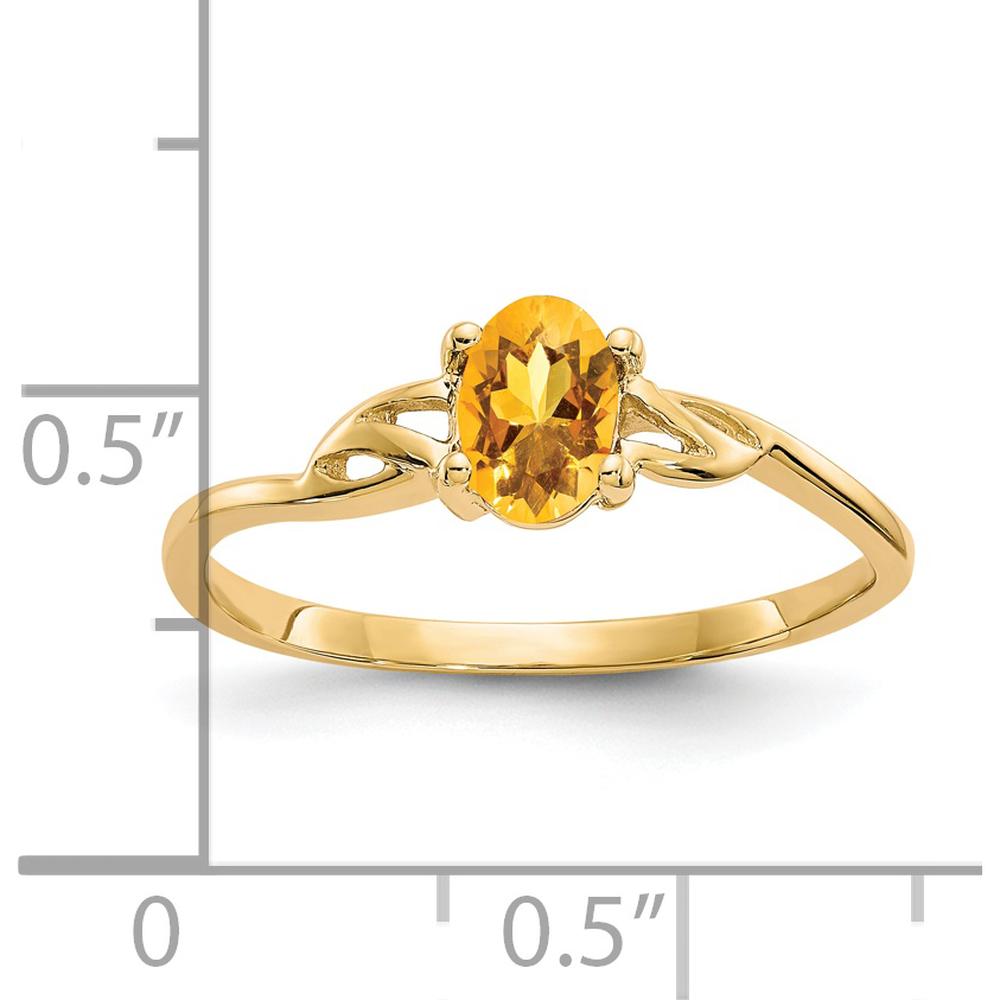 14K Yellow Gold Oval Citrine Ring with 4-Prong Setting - 0.40 Carat Natural Gemstone by Oro Pregiato