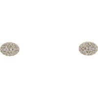 14K Yellow Gold Oval Cluster Stud Earrings with 0.26 Carats Total Diamond Weight
