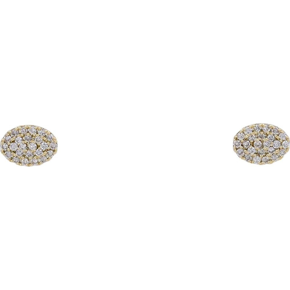 14K Yellow Gold Oval Cluster Stud Earrings with 0.26 Carats Total Diamond Weight