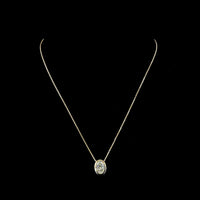 14K Yellow Gold Oval Cut Bezel Set Lab Diamond Solitaire Pendant - 2.09 Carat E-F VVS2 IGI Certified - Covaloro Fine Jewelry