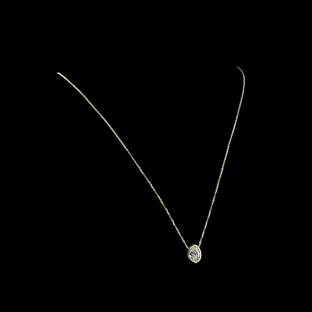 14K Yellow Gold Oval Cut Bezel Set Solitaire Pendant with Lab Grown Diamond - 1.51 Carat Total Weight, E Color VVS2 Clarity, GIA Certified - Covaloro Fine Jewelry