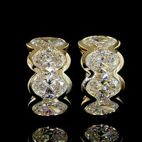 14K Yellow Gold Oval Cut Diamond Huggie Earrings with Half Bezel Setting - 5.20 Carat Total Diamond Weight (E-F VS Lab Diamonds) - Covaloro Fine Jewelry