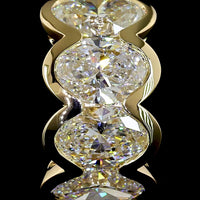 14K Yellow Gold Oval Cut Diamond Huggie Earrings with Half Bezel Setting - 5.20 Carat Total Diamond Weight (E-F VS Lab Diamonds) - Covaloro Fine Jewelry