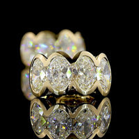 14K Yellow Gold Oval Cut Diamond Huggie Earrings with Half Bezel Setting - 5.20 Carat Total Diamond Weight (E-F VS Lab Diamonds) - Covaloro Fine Jewelry