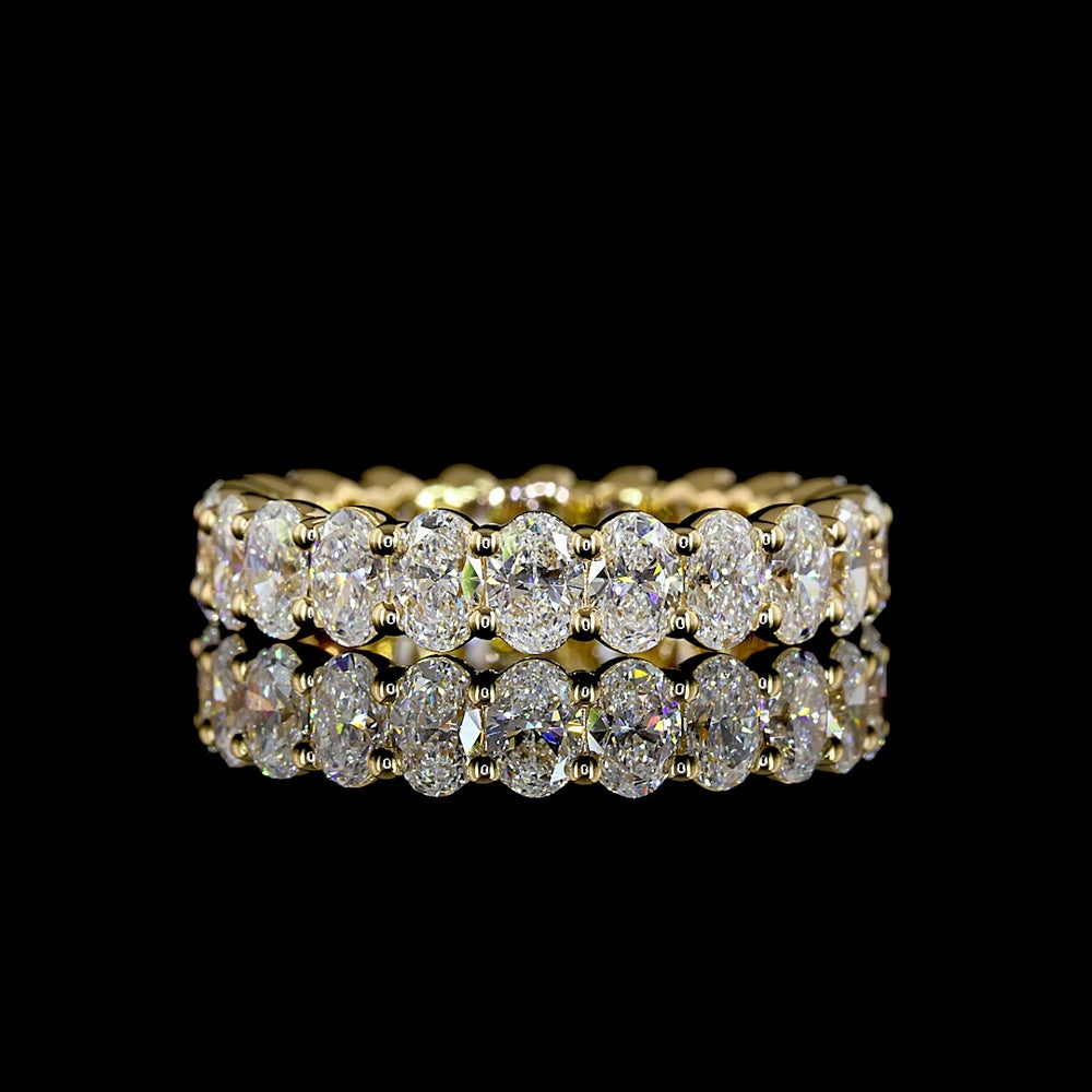 14K Yellow Gold Oval Cut Eternity Band with Prong Set Lab Diamonds - 2.84 Carats Total Diamond Weight - Covaloro Fine Jewelry