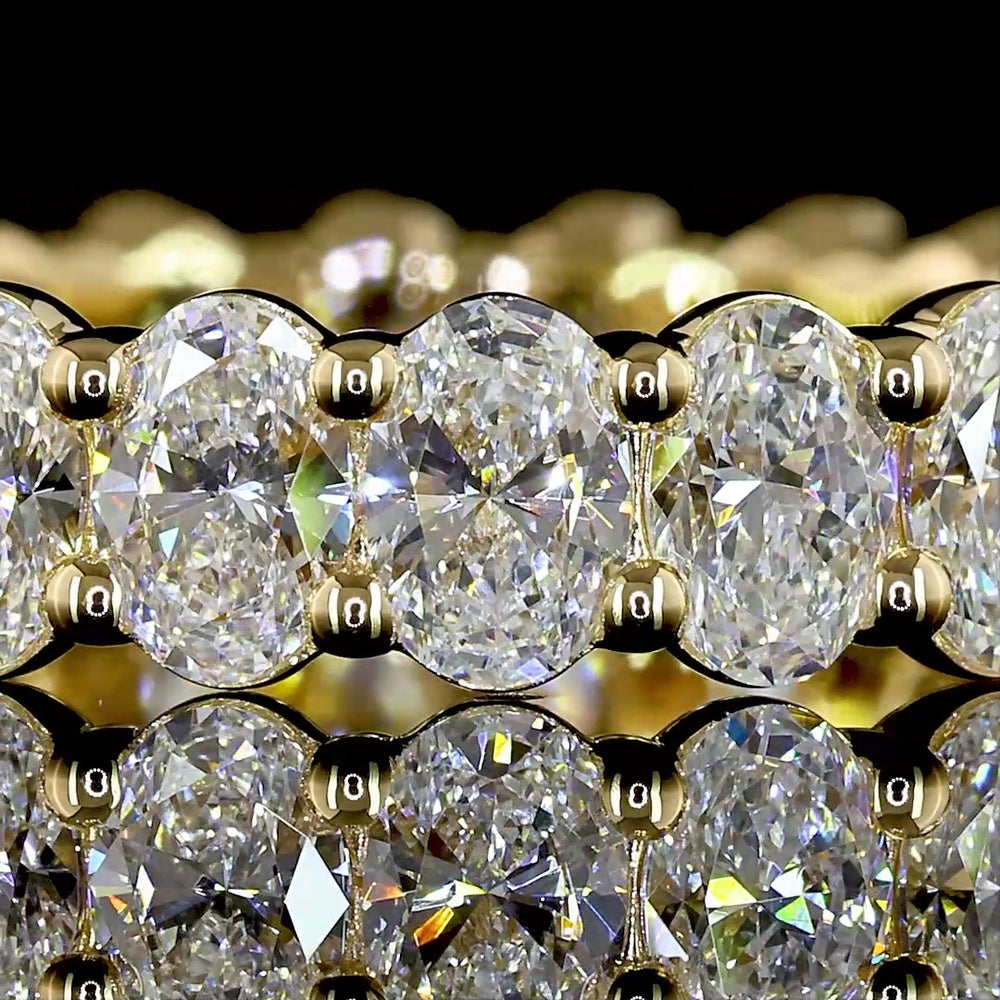 14K Yellow Gold Oval Cut Eternity Band with Prong Set Lab Diamonds - 2.84 Carats Total Diamond Weight - Covaloro Fine Jewelry