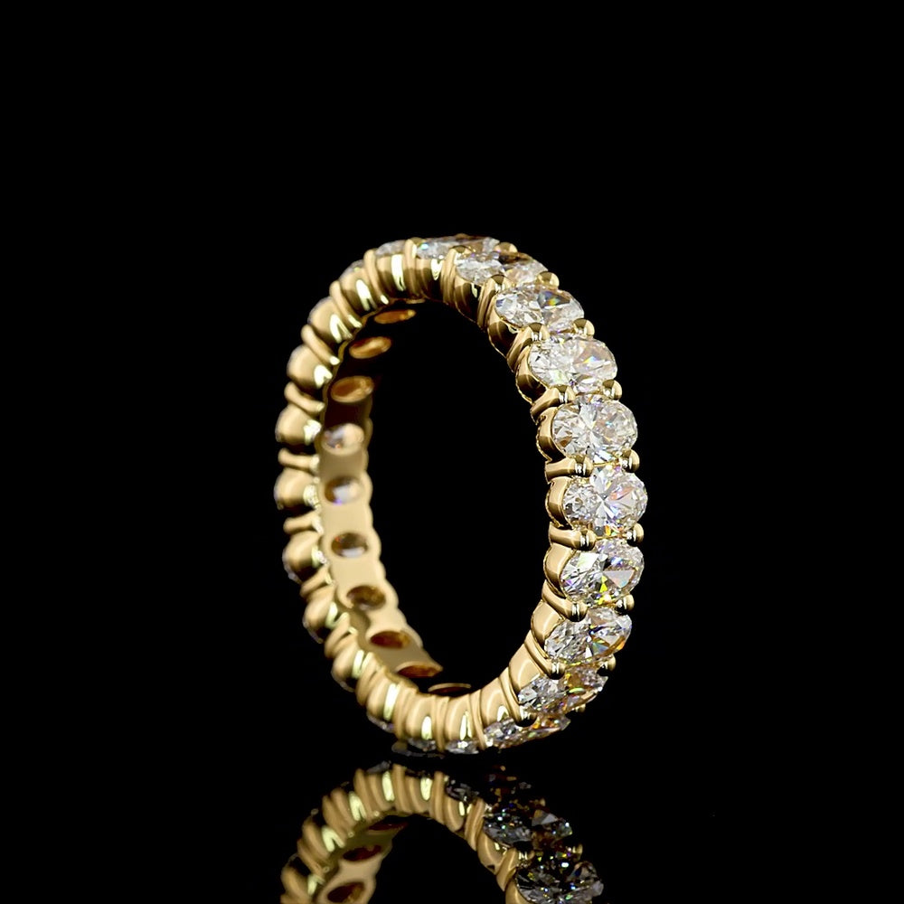 14K Yellow Gold Oval Cut Eternity Band with Prong Set Lab Diamonds - 2.84 Carats Total Diamond Weight - Covaloro Fine Jewelry