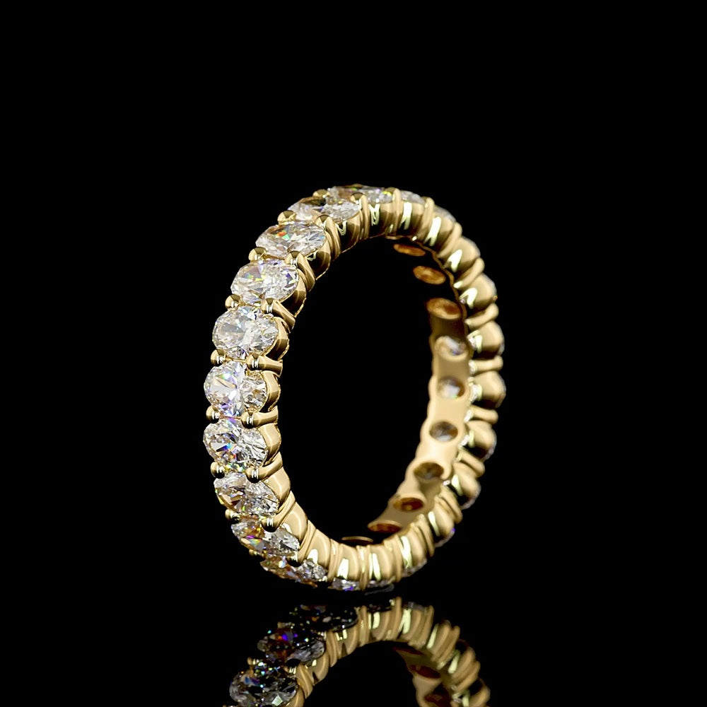 14K Yellow Gold Oval Cut Eternity Band with Prong Set Lab Diamonds - 2.84 Carats Total Diamond Weight - Covaloro Fine Jewelry