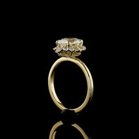 14K Yellow Gold Oval Cut Halo Ring with Pear and Baguette Lab Diamonds - 2.30 Carat Total Diamond Weight - Covaloro Fine Jewelry