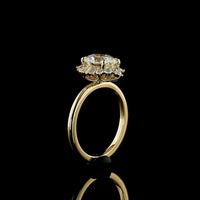 14K Yellow Gold Oval Cut Halo Ring with Pear and Baguette Lab Diamonds - 2.30 Carat Total Diamond Weight - Covaloro Fine Jewelry