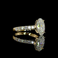 14K Yellow Gold Oval Cut Hidden Halo Ring with 3.03 Carat Center E VVS2 Lab Diamond and Accent Diamonds - 3.73 Carat Total Diamond Weight - Covaloro Fine Jewelry