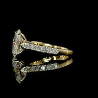 14K Yellow Gold Oval Cut Hidden Halo Ring with 3.03 Carat Center E VVS2 Lab Diamond and Accent Diamonds - 3.73 Carat Total Diamond Weight - Covaloro Fine Jewelry