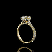 14K Yellow Gold Oval Cut Hidden Halo Ring with 3.08 Carat E VVS2 Lab Diamond and Brilliant Cut Accents - 4.07 Carat Total Diamond Weight - Covaloro Fine Jewelry
