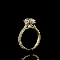 14K Yellow Gold Oval Cut Hidden Halo Ring with 3.08 Carat E VVS2 Lab Diamond and Brilliant Cut Accents - 4.07 Carat Total Diamond Weight - Covaloro Fine Jewelry