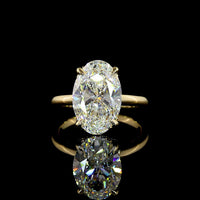14K Yellow Gold Oval Cut Hidden Halo Ring with 5.13 Carat Lab Diamond Center and 0.19 Carat Brilliant Cut Lab Diamond Accents - IGI E VVS2 Certified - Covaloro Fine Jewelry