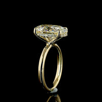 14K Yellow Gold Oval Cut Hidden Halo Ring with 5.13 Carat Lab Diamond Center and 0.19 Carat Brilliant Cut Lab Diamond Accents - IGI E VVS2 Certified - Covaloro Fine Jewelry