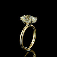 14K Yellow Gold Oval Cut Hidden Halo Ring with E VVS2 Lab Grown Diamond - 4.22 Carats Total Diamond Weight - Covaloro Fine Jewelry