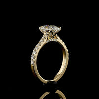 14K Yellow Gold Oval Cut Hidden Halo Ring with IGI Certified 2.04 Carat E VS1 Lab Diamond and 0.51 Carat Accent Diamonds - 2.55 Carat Total Diamond Weight - Covaloro Fine Jewelry