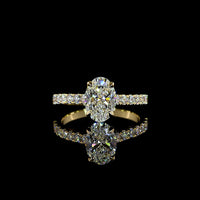 14K Yellow Gold Oval Cut Hidden Halo Ring with Lab Grown Diamonds - 2.03 Carats Total Diamond Weight - Covaloro Fine Jewelry