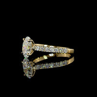 14K Yellow Gold Oval Cut Hidden Halo Ring with Lab Grown Diamonds - 2.03 Carats Total Diamond Weight - Covaloro Fine Jewelry