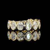 14K Yellow Gold Oval Cut Lab Diamond 3/4 Eternity Band - 9 Bezel Set Stones - 3.07 Carat Total Weight - E-F Color VS Clarity - Covaloro Fine Jewelry