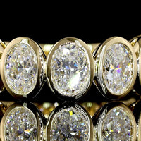 14K Yellow Gold Oval Cut Lab Diamond 3/4 Eternity Band - 9 Bezel Set Stones - 3.07 Carat Total Weight - E-F Color VS Clarity - Covaloro Fine Jewelry