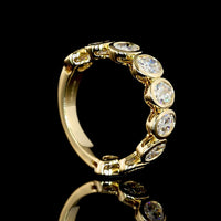 14K Yellow Gold Oval Cut Lab Diamond 3/4 Eternity Band - 9 Bezel Set Stones - 3.07 Carat Total Weight - E-F Color VS Clarity - Covaloro Fine Jewelry