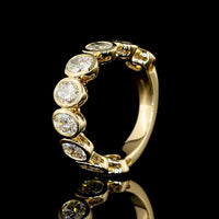 14K Yellow Gold Oval Cut Lab Diamond 3/4 Eternity Band - 9 Bezel Set Stones - 3.07 Carat Total Weight - E-F Color VS Clarity - Covaloro Fine Jewelry