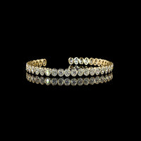 14K Yellow Gold Oval Cut Lab Diamond Bangle Bracelet - 8.20 Carat Total Weight, Bezel Set, E-F Color VS1 Clarity - Covaloro Fine Jewelry