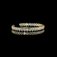 14K Yellow Gold Oval Cut Lab Diamond Bangle Bracelet - 8.20 Carat Total Weight, Bezel Set, E-F Color VS1 Clarity - Covaloro Fine Jewelry