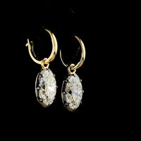 14K Yellow Gold Oval Cut Lab Diamond Drop Earrings with Black Rhodium Accents - 5.08 Carat Total Weight (2.55 Carats & 2.53 Carats Each) - Covaloro Fine Jewelry