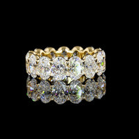 14K Yellow Gold Oval Cut Lab Diamond Eternity Band - 6.64 Carats Total Diamond Weight, 15 Stones, E-F Color VS Clarity with Prong Setting - Covaloro Fine Jewelry