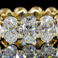 14K Yellow Gold Oval Cut Lab Diamond Eternity Band - 6.64 Carats Total Diamond Weight, 15 Stones, E-F Color VS Clarity with Prong Setting - Covaloro Fine Jewelry