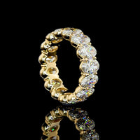 14K Yellow Gold Oval Cut Lab Diamond Eternity Band - 6.64 Carats Total Diamond Weight, 15 Stones, E-F Color VS Clarity with Prong Setting - Covaloro Fine Jewelry