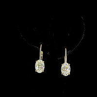 14K Yellow Gold Oval Cut Lab Diamond Hanging Earrings - 3.14 Carats Total Diamond Weight (E-F Color, VS1 Clarity) with Brilliant Cut Accents - Covaloro Fine Jewelry