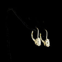 14K Yellow Gold Oval Cut Lab Diamond Hanging Earrings - 3.17 Carat Total Diamond Weight with Brilliant Cut Accents - Covaloro Fine Jewelry