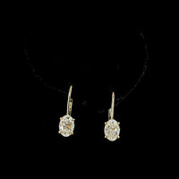 14K Yellow Gold Oval Cut Lab Diamond Hanging Earrings with Brilliant Accents - 2.11 Carat Total Weight, E VS1 Clarity - Covaloro Fine Jewelry