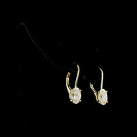 14K Yellow Gold Oval Cut Lab Diamond Hanging Earrings with Brilliant Accents - 2.11 Carat Total Weight, E VS1 Clarity - Covaloro Fine Jewelry