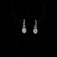 14K Yellow Gold Oval Cut Lab Diamond Hanging Earrings with Prong and Black Rhodium Bezel Setting - 1.08 Carats Total Diamond Weight - Covaloro Fine Jewelry