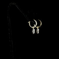 14K Yellow Gold Oval Cut Lab Diamond Hanging Earrings with Prong and Black Rhodium Bezel Setting - 1.08 Carats Total Diamond Weight - Covaloro Fine Jewelry