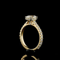 14K Yellow Gold Oval Cut Lab Diamond Hidden Halo Ring with Pave Band - 1.53 Carats Center Diamond, 2.33 Carats Total Diamond Weight, D VVS2 Clarity, IGI Certified - Covaloro Fine Jewelry
